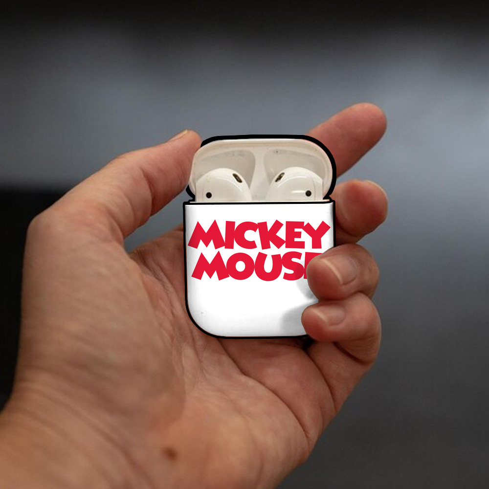 ミッキーマウス Mickey Mouse AirPods 第2世代保護ケース ハードシェル ブラック 耐衝撃・防指紋・カラビナ付き