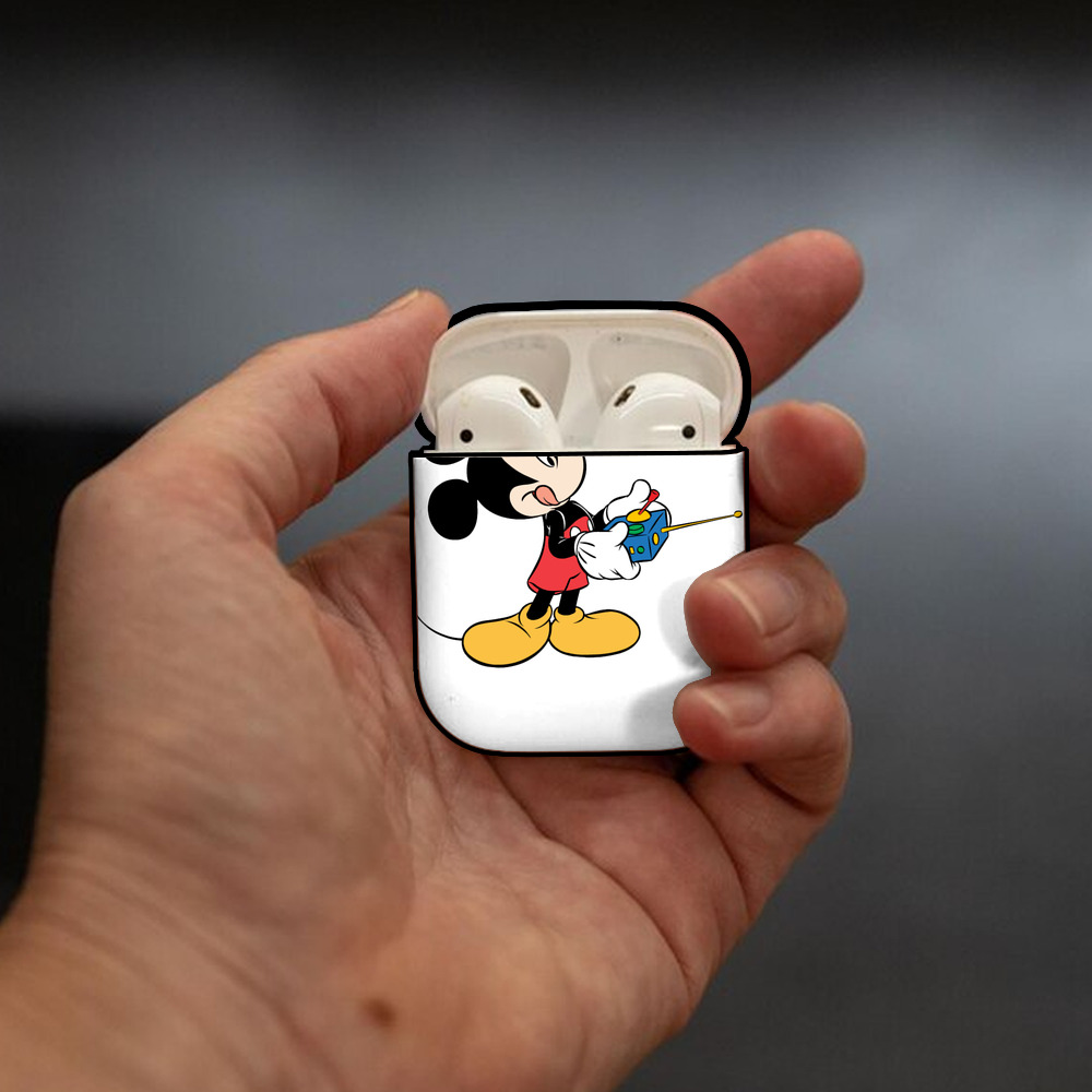 ミッキーマウス Mickey Mouse AirPods 第2世代保護ケース ハードシェル ブラック 耐衝撃・防指紋・カラビナ付き