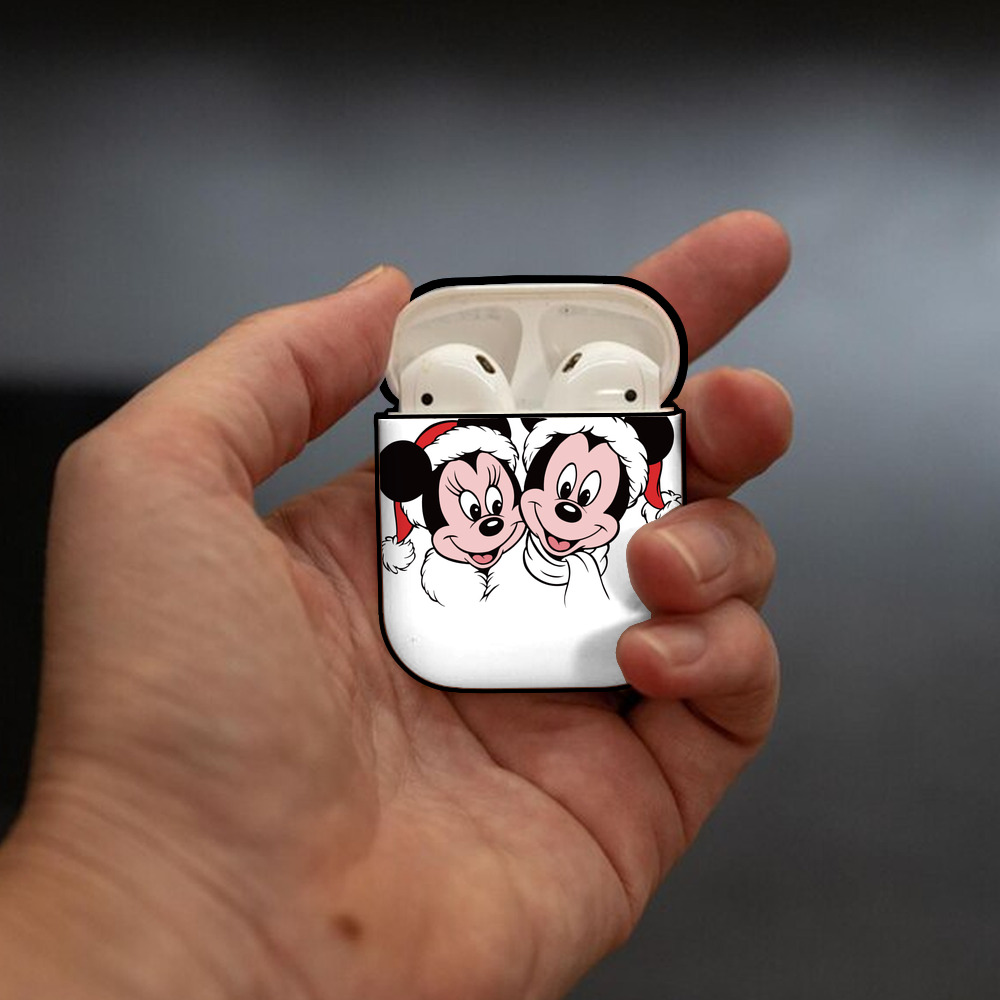 ミッキーマウス Mickey Mouse AirPods 第2世代保護ケース ハードシェル ブラック 耐衝撃・防指紋・カラビナ付き