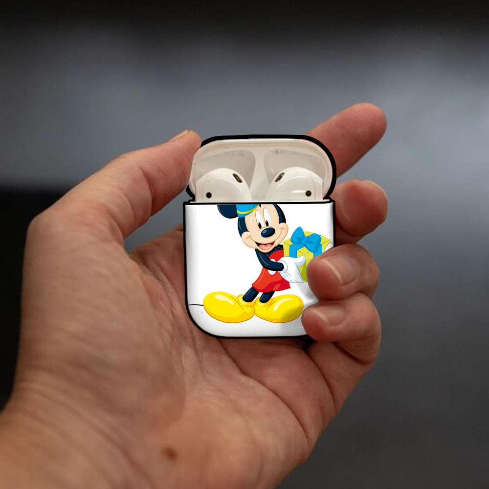 ミッキーマウス Mickey Mouse AirPods 第2世代保護ケース ハードシェル ブラック 耐衝撃・防指紋・カラビナ付き