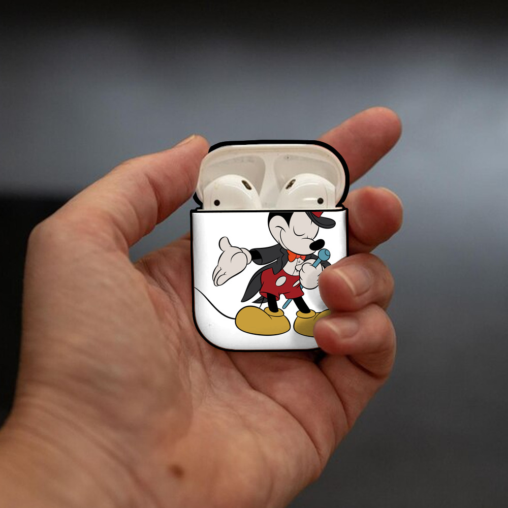 ミッキーマウス Mickey Mouse AirPods 第2世代保護ケース ハードシェル ブラック 耐衝撃・防指紋・カラビナ付き