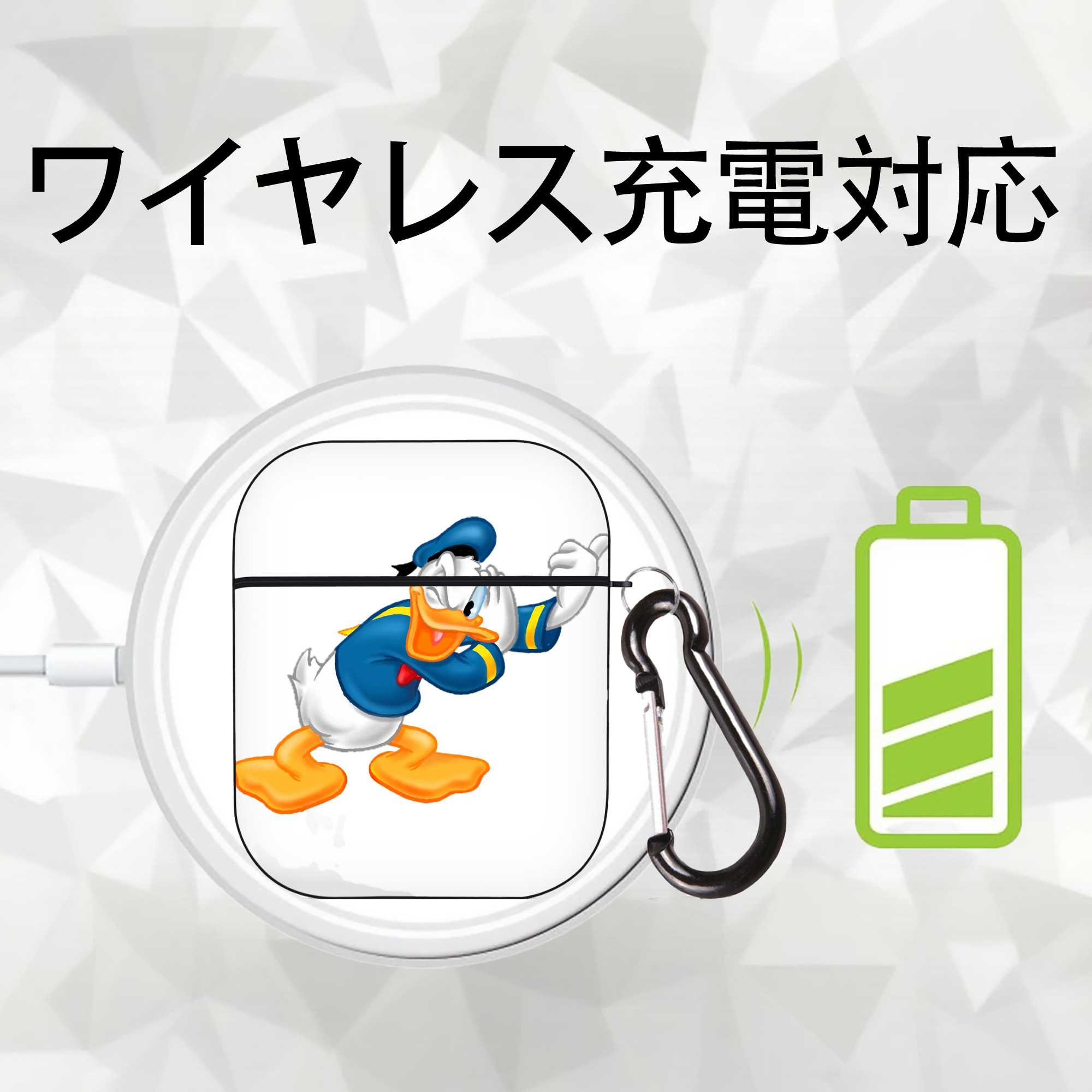 ミッキーマウス Mickey Mouse AirPods 第2世代保護ケース ハードシェル ブラック 耐衝撃・防指紋・カラビナ付き