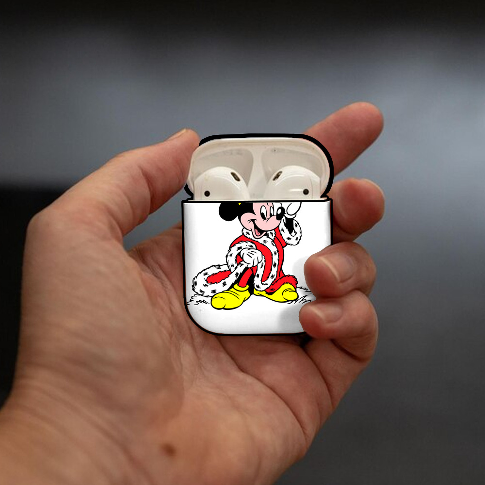 ミッキーマウス Mickey Mouse AirPods 第2世代保護ケース ハードシェル ブラック 耐衝撃・防指紋・カラビナ付き