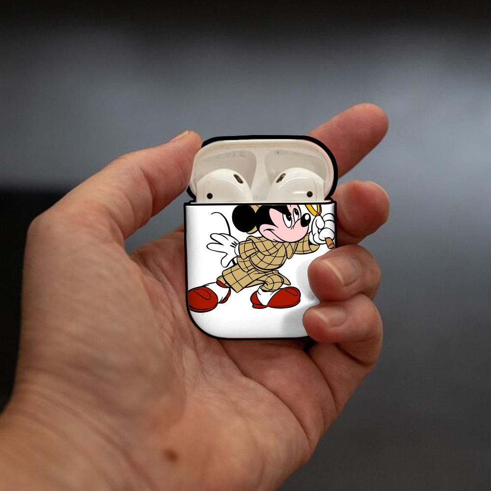 ミッキーマウス Mickey Mouse AirPods 第2世代保護ケース ハードシェル ブラック 耐衝撃・防指紋・カラビナ付き