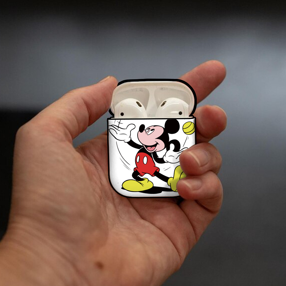 ミッキーマウス Mickey Mouse AirPods 第2世代保護ケース ハードシェル ブラック 耐衝撃・防指紋・カラビナ付き