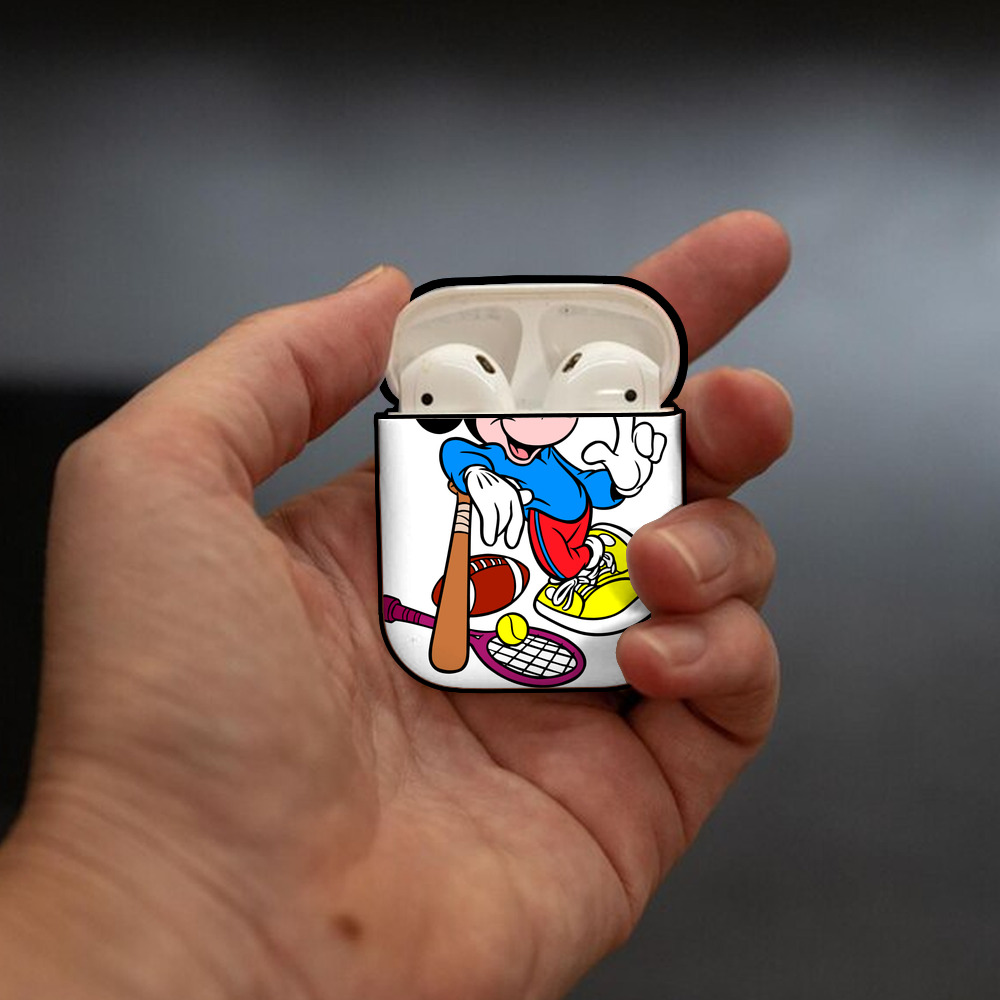 ミッキーマウス Mickey Mouse AirPods 第2世代保護ケース ハードシェル ブラック 耐衝撃・防指紋・カラビナ付き