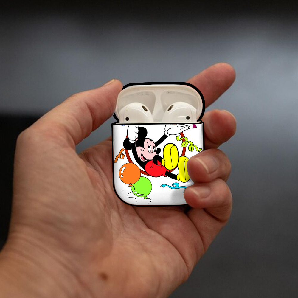 ミッキーマウス Mickey Mouse AirPods 第2世代保護ケース ハードシェル ブラック 耐衝撃・防指紋・カラビナ付き