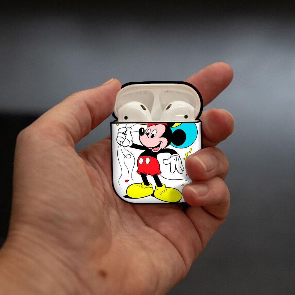 ミッキーマウス Mickey Mouse AirPods 第2世代保護ケース ハードシェル ブラック 耐衝撃・防指紋・カラビナ付き
