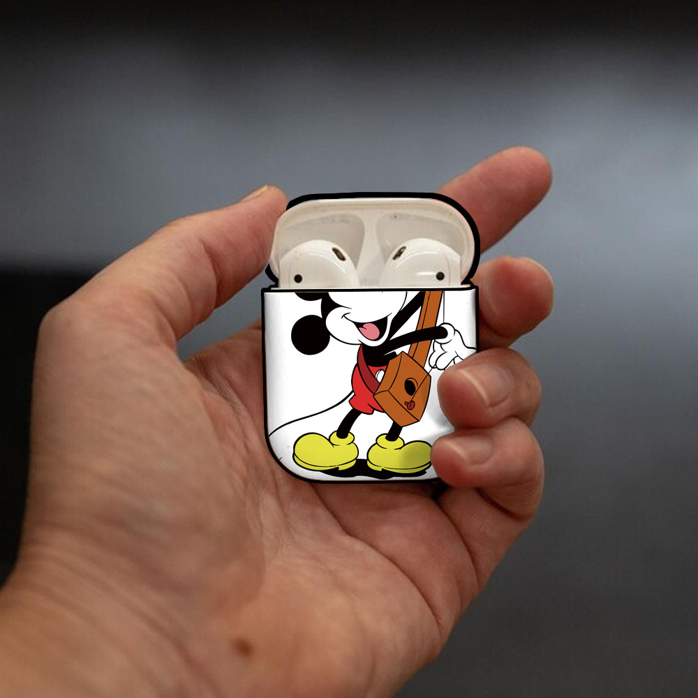 ミッキーマウス Mickey Mouse AirPods 第2世代保護ケース ハードシェル ブラック 耐衝撃・防指紋・カラビナ付き