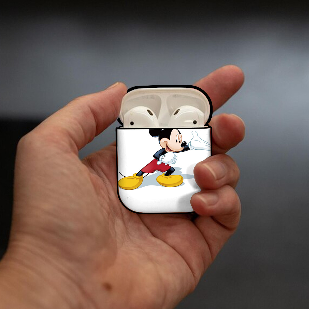 ミッキーマウス Mickey Mouse AirPods 第2世代保護ケース ハードシェル ブラック 耐衝撃・防指紋・カラビナ付き