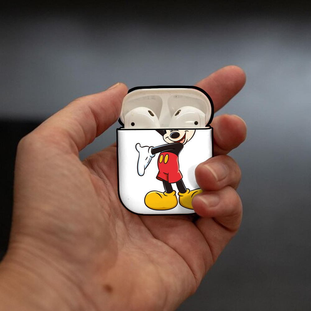 ミッキーマウス Mickey Mouse AirPods 第2世代保護ケース ハードシェル ブラック 耐衝撃・防指紋・カラビナ付き