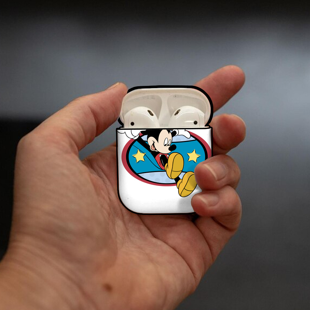ミッキーマウス Mickey Mouse AirPods 第2世代保護ケース ハードシェル ブラック 耐衝撃・防指紋・カラビナ付き