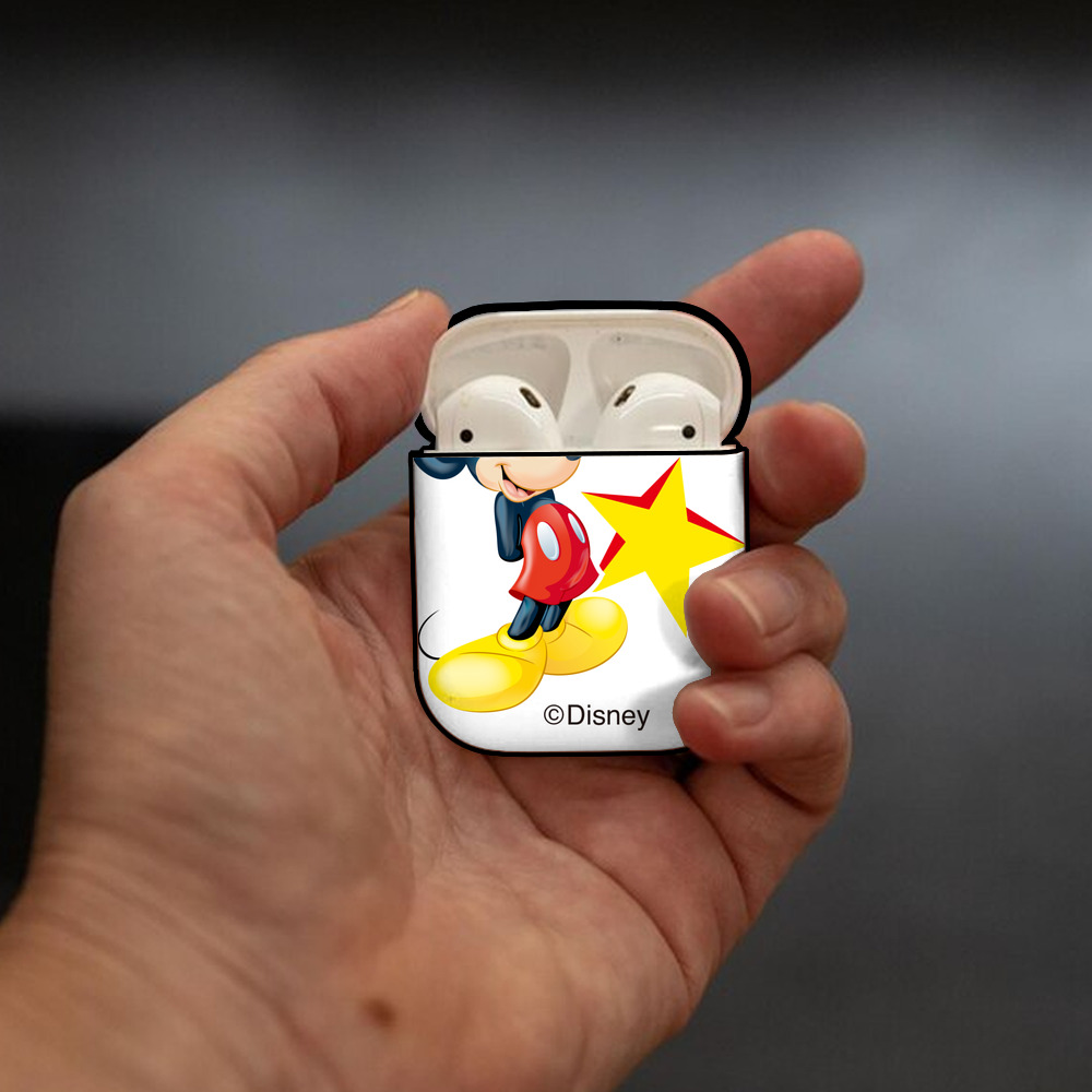 ミッキーマウス Mickey Mouse AirPods 第2世代保護ケース ハードシェル ブラック 耐衝撃・防指紋・カラビナ付き
