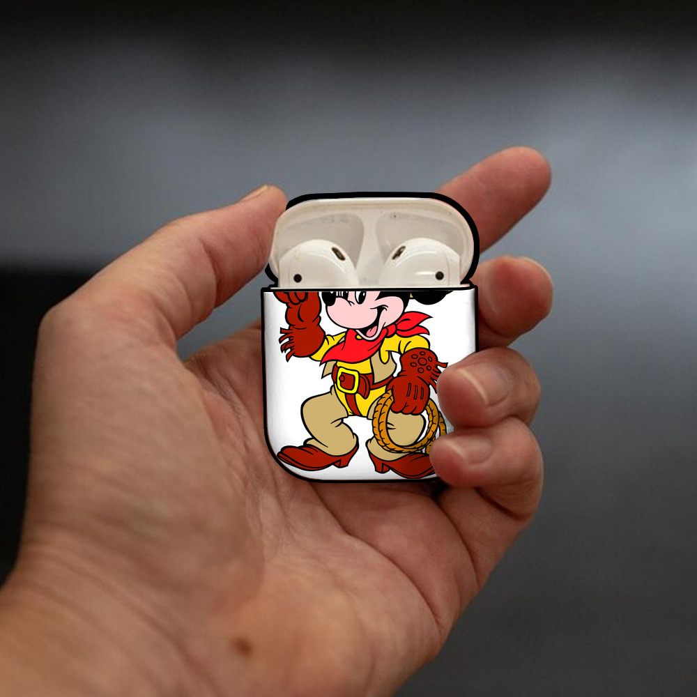 ミッキーマウス Mickey Mouse AirPods 第2世代保護ケース ハードシェル ブラック 耐衝撃・防指紋・カラビナ付き