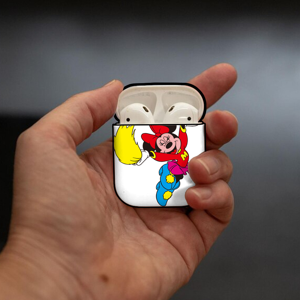 ミッキーマウス Mickey Mouse AirPods 第2世代保護ケース ハードシェル ブラック 耐衝撃・防指紋・カラビナ付き