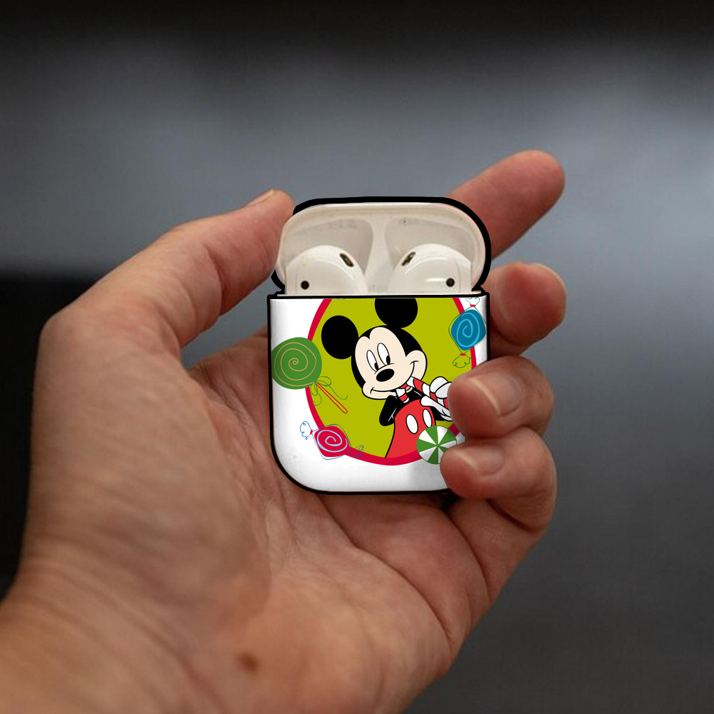 ミッキーマウス Mickey Mouse AirPods 第2世代保護ケース ハードシェル ブラック 耐衝撃・防指紋・カラビナ付き