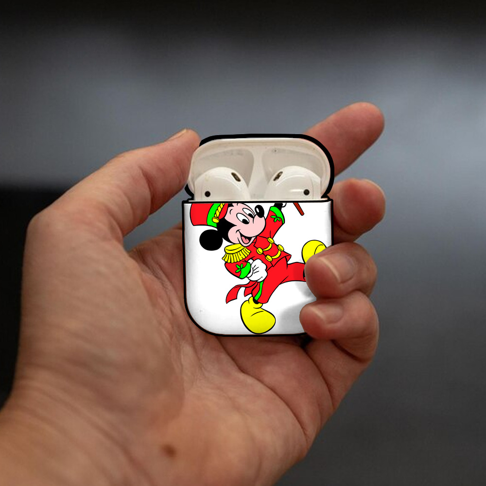 ミッキーマウス Mickey Mouse AirPods 第2世代保護ケース ハードシェル ブラック 耐衝撃・防指紋・カラビナ付き