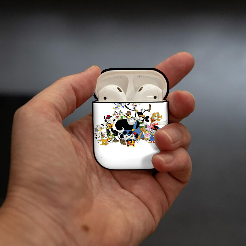 ミッキーマウス Mickey Mouse AirPods 第2世代保護ケース ハードシェル ブラック 耐衝撃・防指紋・カラビナ付き