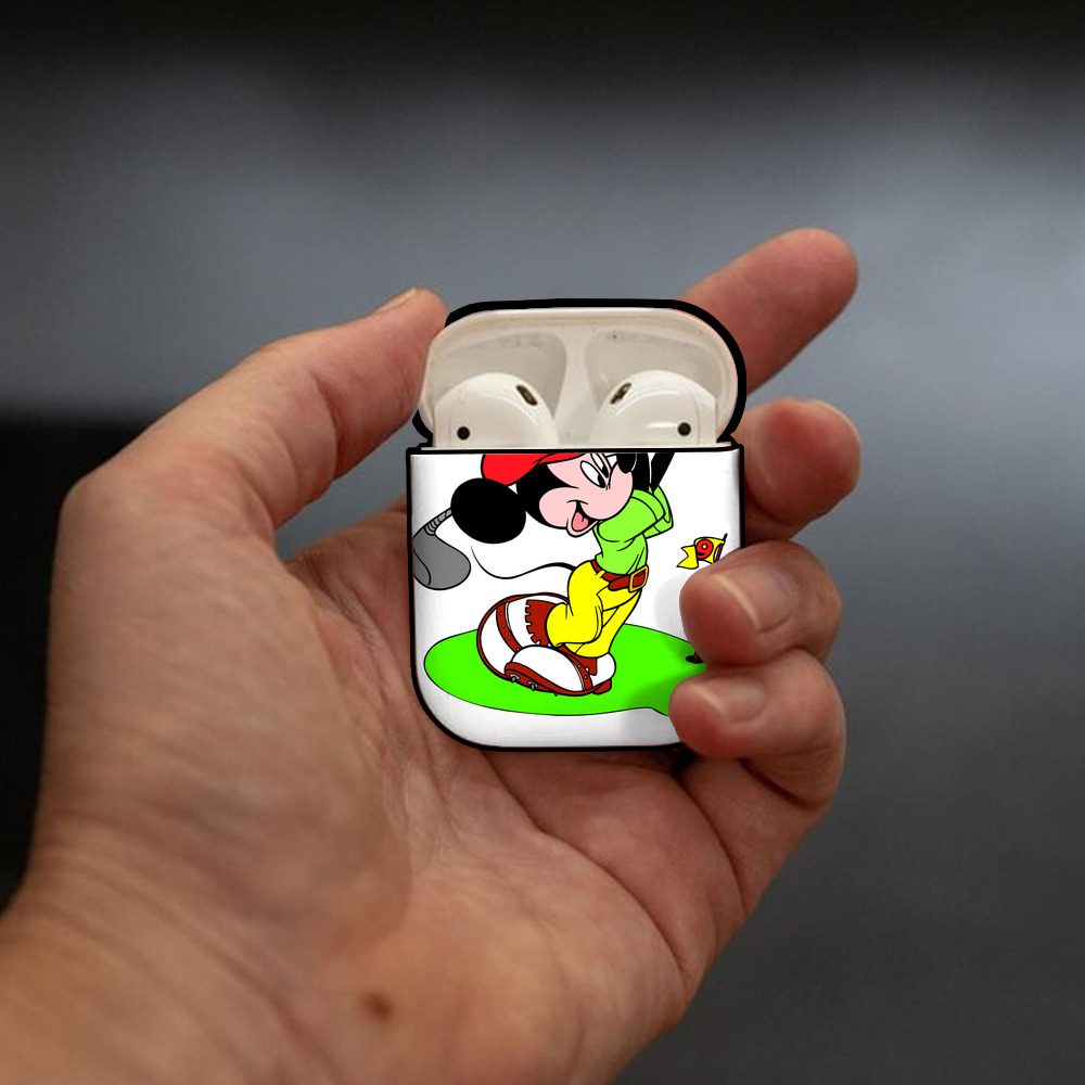 ミッキーマウス Mickey Mouse AirPods 第2世代保護ケース ハードシェル ブラック 耐衝撃・防指紋・カラビナ付き
