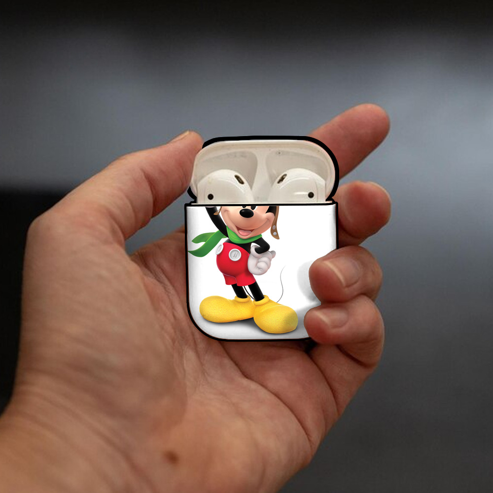 ミッキーマウス Mickey Mouse AirPods 第2世代保護ケース ハードシェル ブラック 耐衝撃・防指紋・カラビナ付き