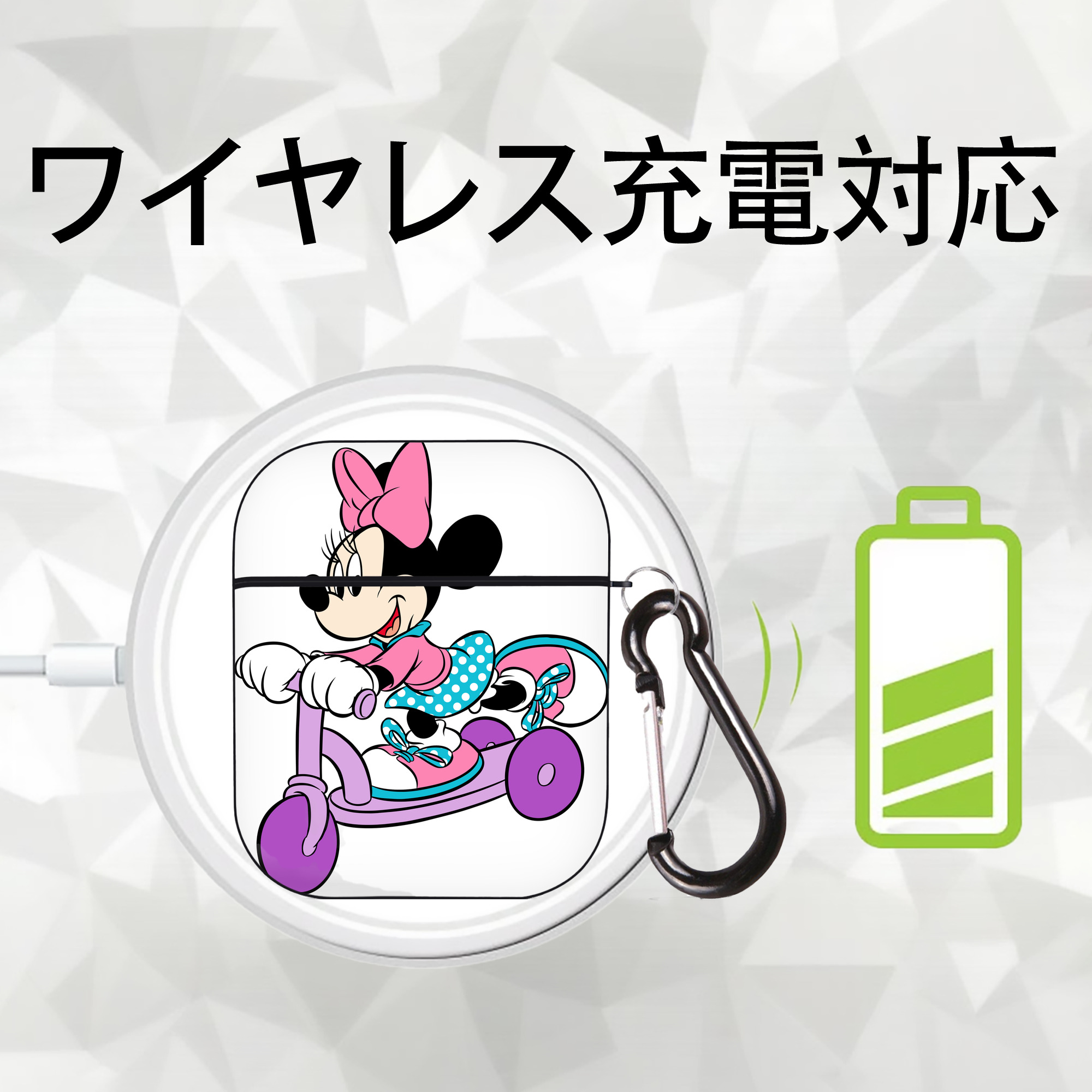 ミッキーマウス Mickey Mouse AirPods 第2世代保護ケース ハードシェル ブラック 耐衝撃・防指紋・カラビナ付き