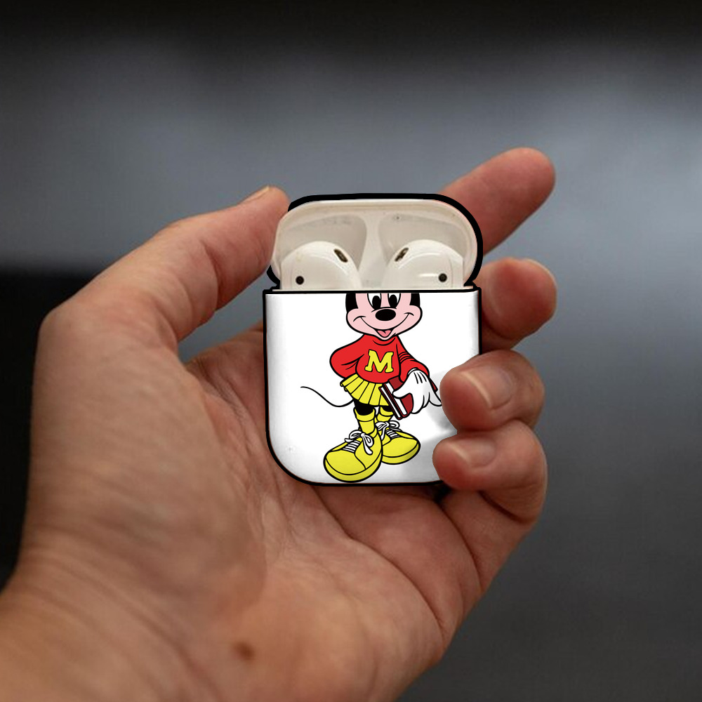 ミッキーマウス Mickey Mouse AirPods 第2世代保護ケース ハードシェル ブラック 耐衝撃・防指紋・カラビナ付き