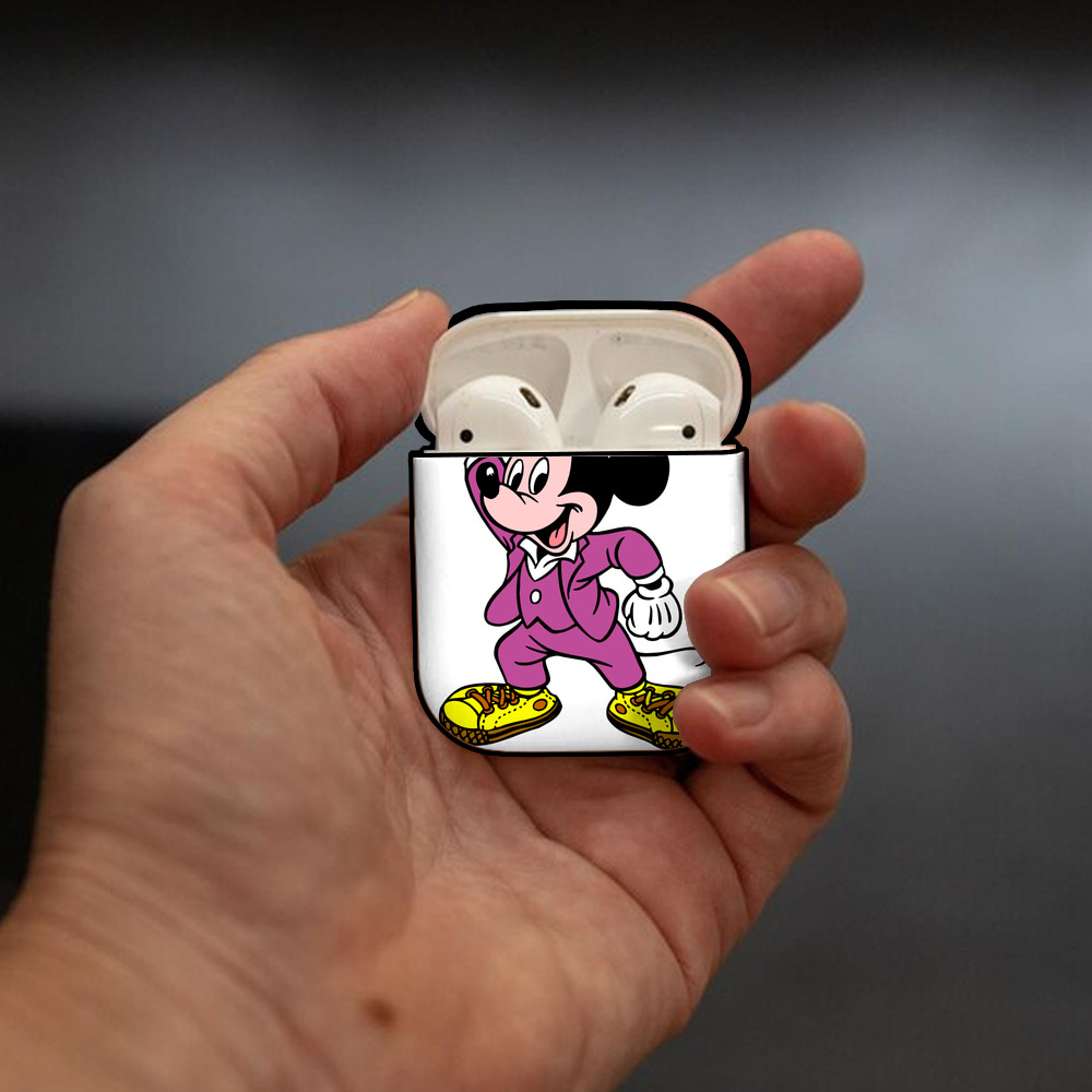 ミッキーマウス Mickey Mouse AirPods 第2世代保護ケース ハードシェル ブラック 耐衝撃・防指紋・カラビナ付き