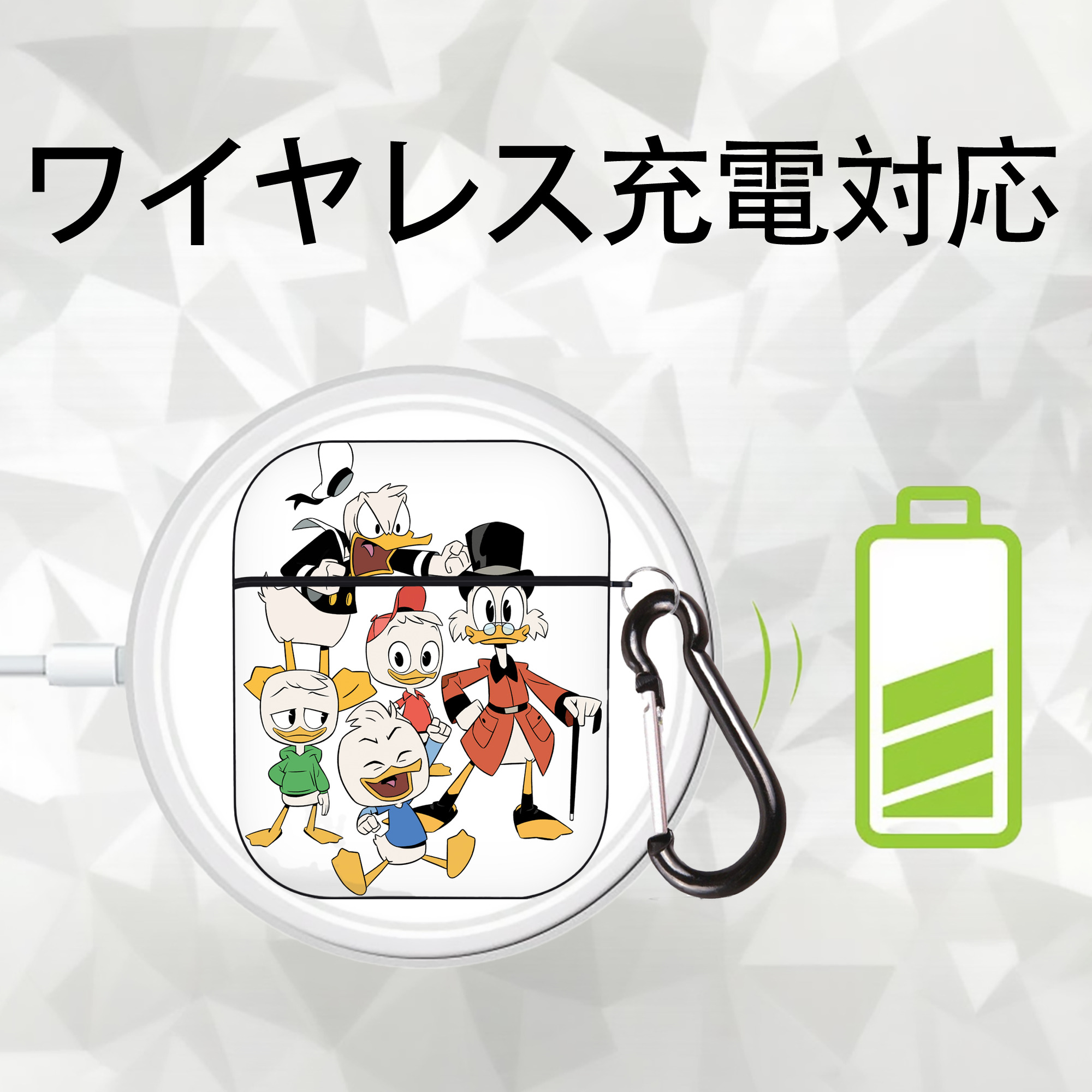 ミッキーマウス Mickey Mouse AirPods 第2世代保護ケース ハードシェル ブラック 耐衝撃・防指紋・カラビナ付き