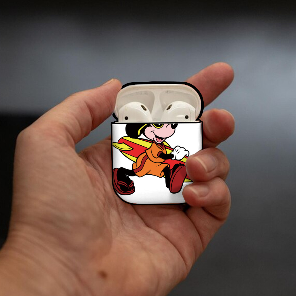 ミッキーマウス Mickey Mouse AirPods 第2世代保護ケース ハードシェル ブラック 耐衝撃・防指紋・カラビナ付き
