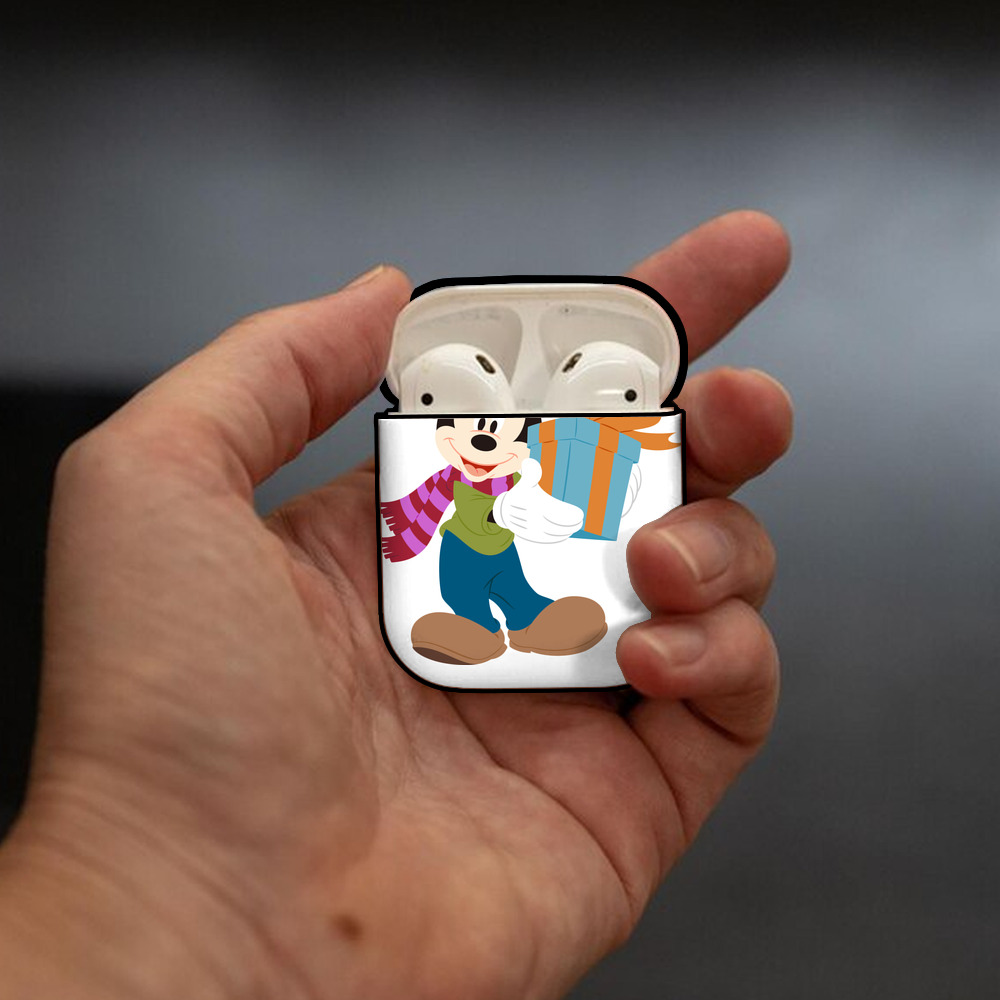 ミッキーマウス Mickey Mouse AirPods 第2世代保護ケース ハードシェル ブラック 耐衝撃・防指紋・カラビナ付き