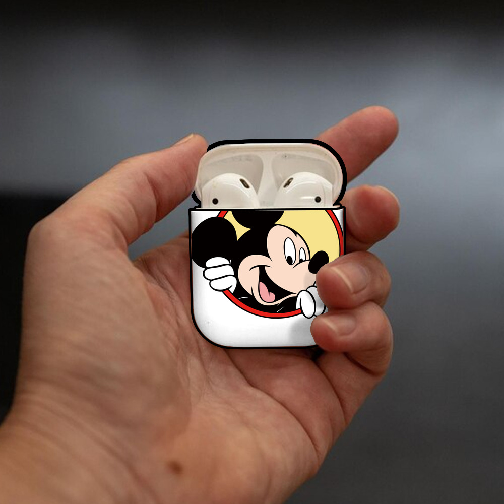 ミッキーマウス Mickey Mouse AirPods 第2世代保護ケース ハードシェル ブラック 耐衝撃・防指紋・カラビナ付き