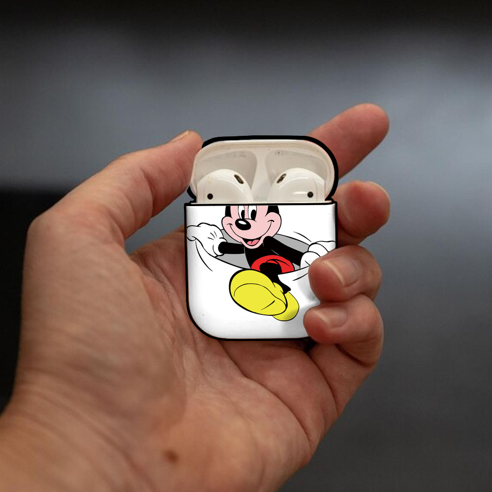 ミッキーマウス Mickey Mouse AirPods 第2世代保護ケース ハードシェル ブラック 耐衝撃・防指紋・カラビナ付き