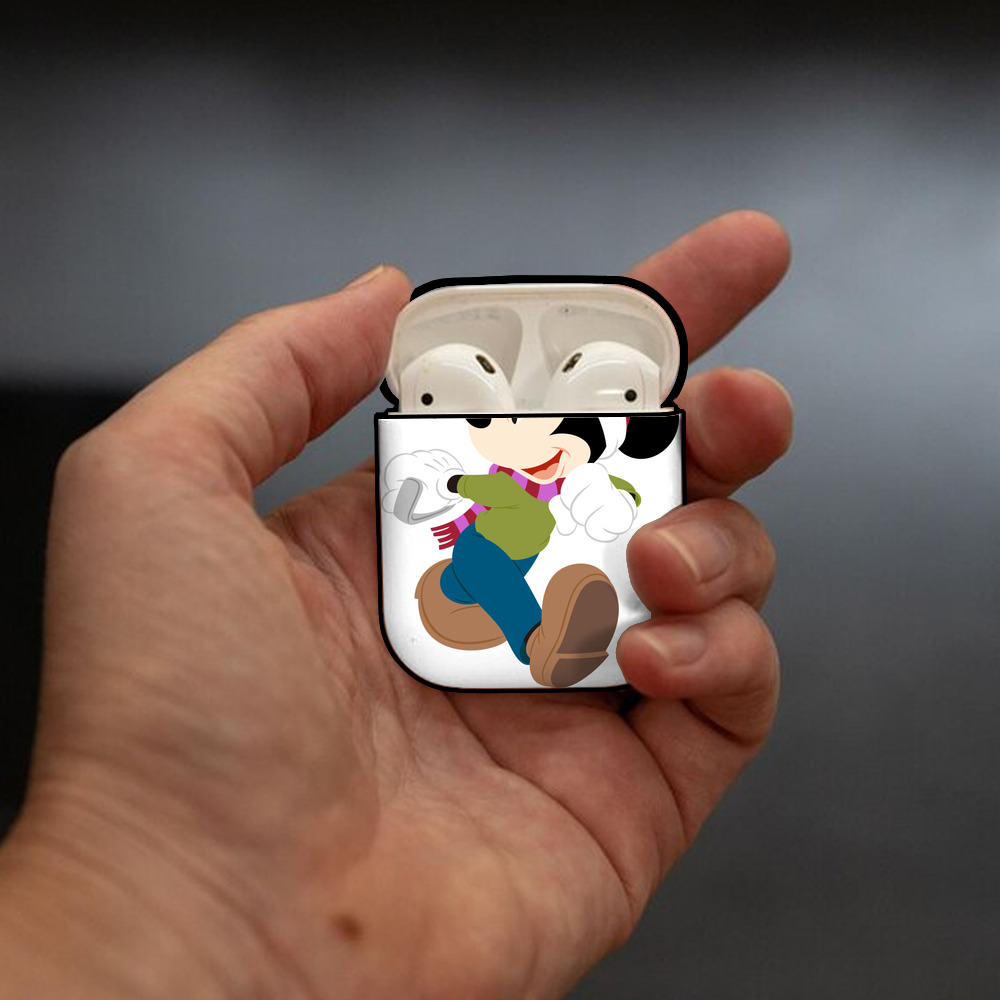 ミッキーマウス Mickey Mouse AirPods 第2世代保護ケース ハードシェル ブラック 耐衝撃・防指紋・カラビナ付き