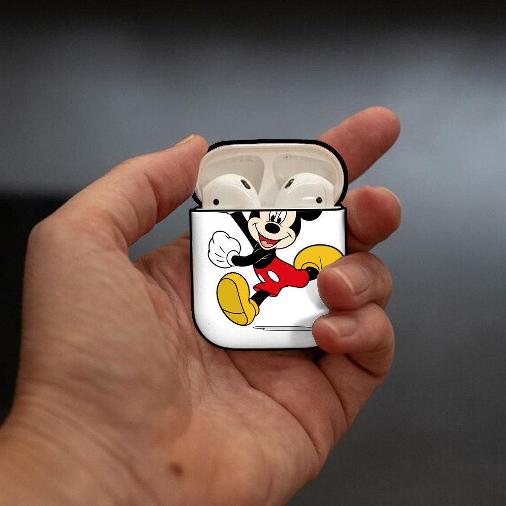 ミッキーマウス Mickey Mouse AirPods 第2世代保護ケース ハードシェル ブラック 耐衝撃・防指紋・カラビナ付き