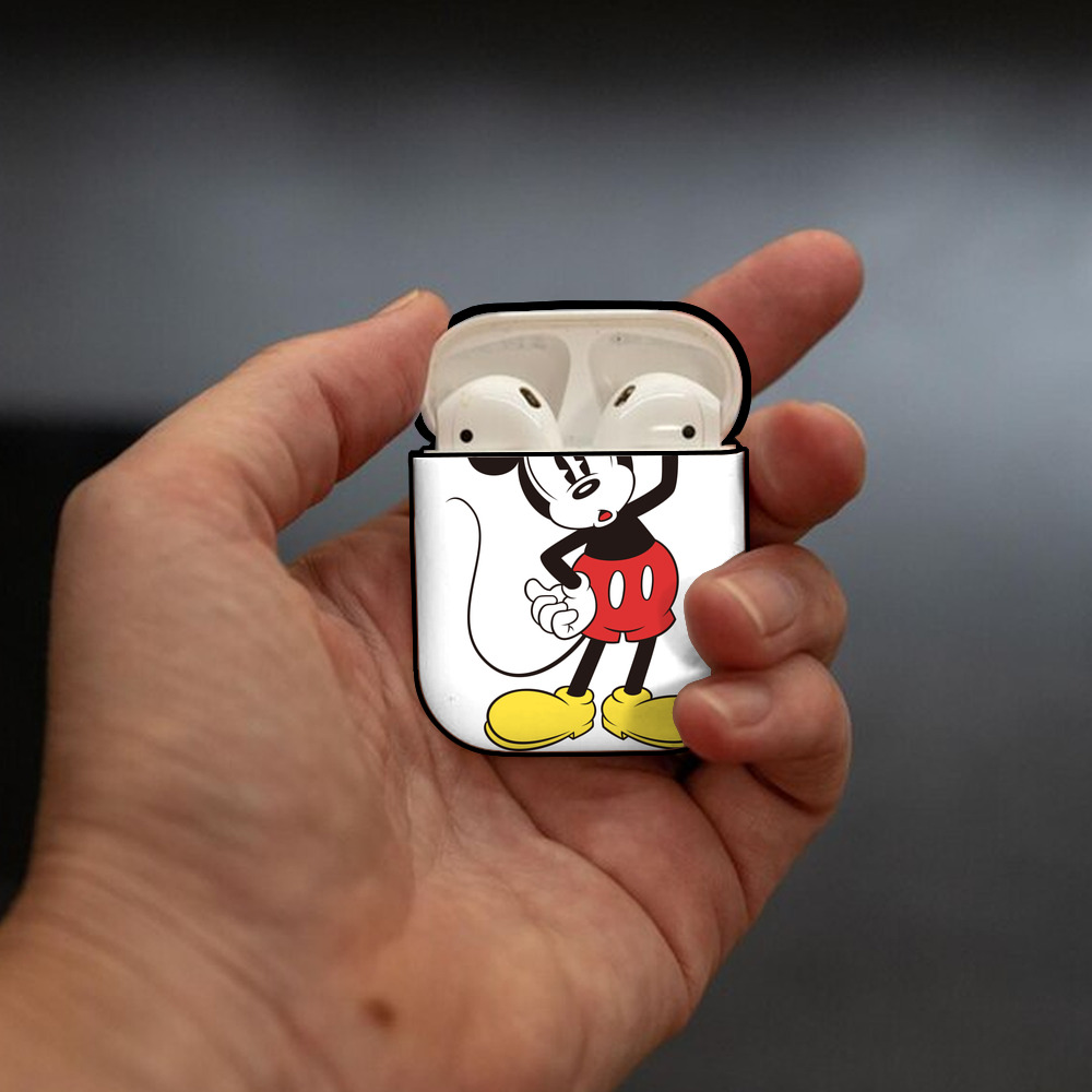 ミッキーマウス Mickey Mouse AirPods 第2世代保護ケース ハードシェル ブラック 耐衝撃・防指紋・カラビナ付き