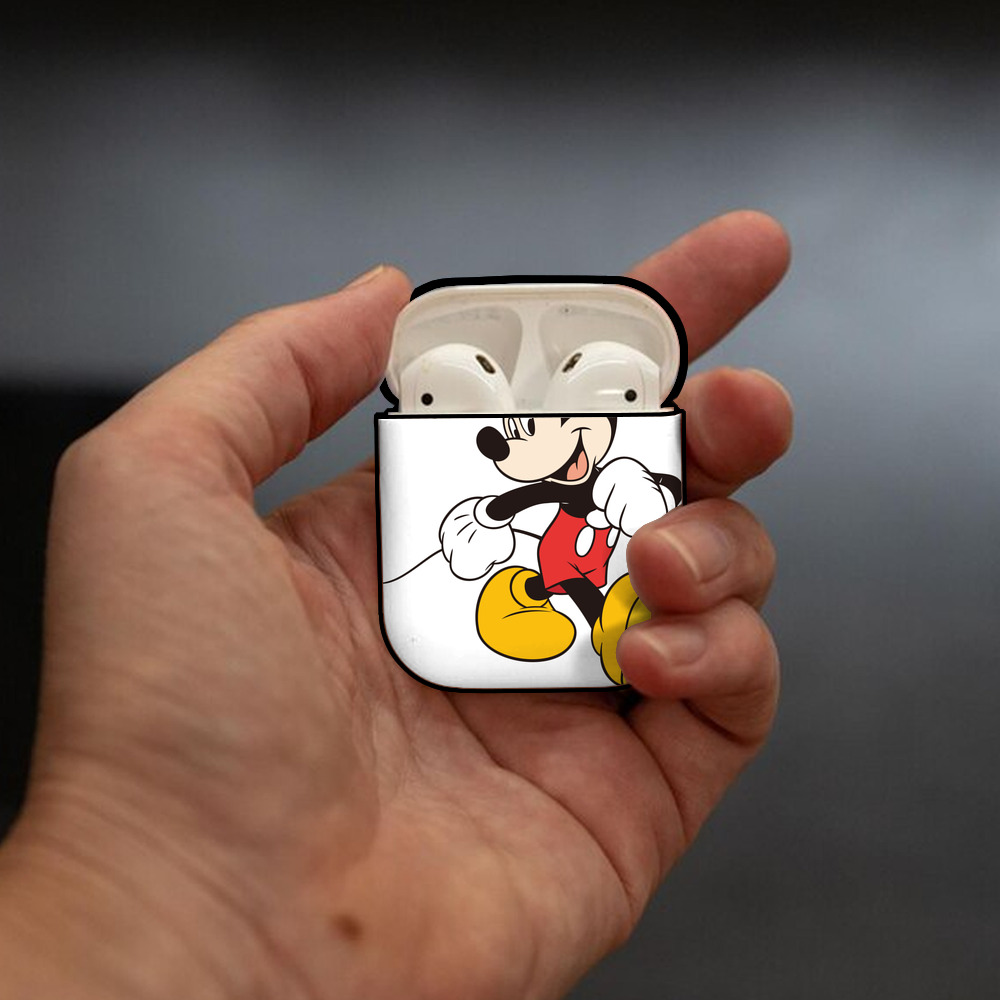 ミッキーマウス Mickey Mouse AirPods 第2世代保護ケース ハードシェル ブラック 耐衝撃・防指紋・カラビナ付き