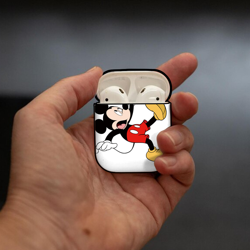ミッキーマウス Mickey Mouse AirPods 第2世代保護ケース ハードシェル ブラック 耐衝撃・防指紋・カラビナ付き