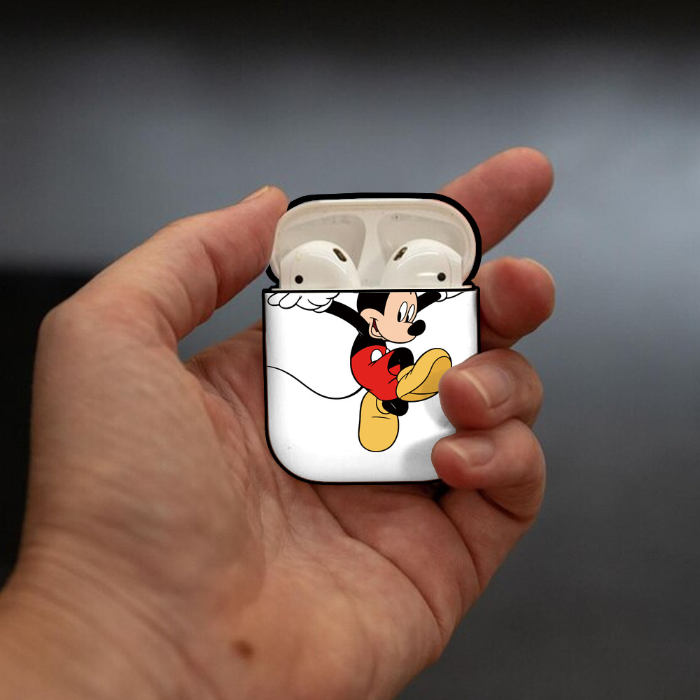 ミッキーマウス Mickey Mouse AirPods 第2世代保護ケース ハードシェル ブラック 耐衝撃・防指紋・カラビナ付き