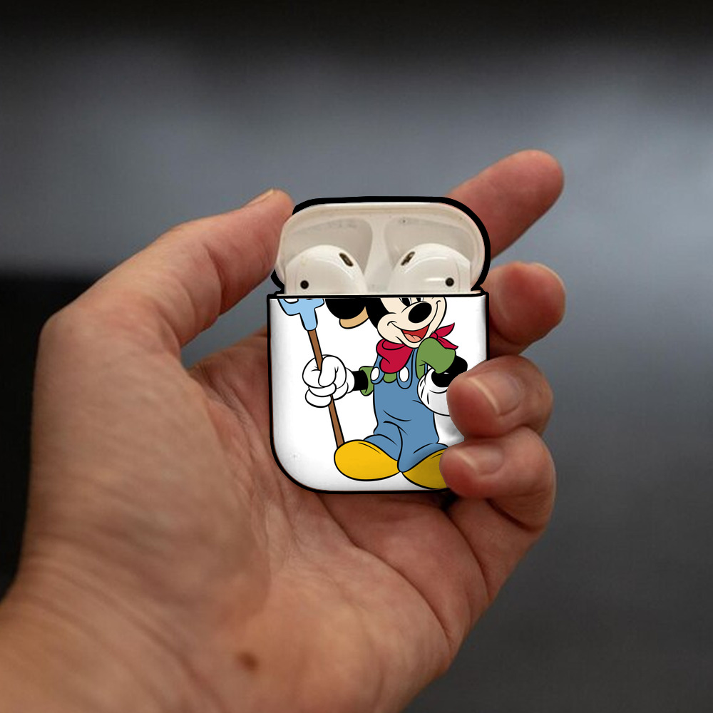 ミッキーマウス Mickey Mouse AirPods 第2世代保護ケース ハードシェル ブラック 耐衝撃・防指紋・カラビナ付き