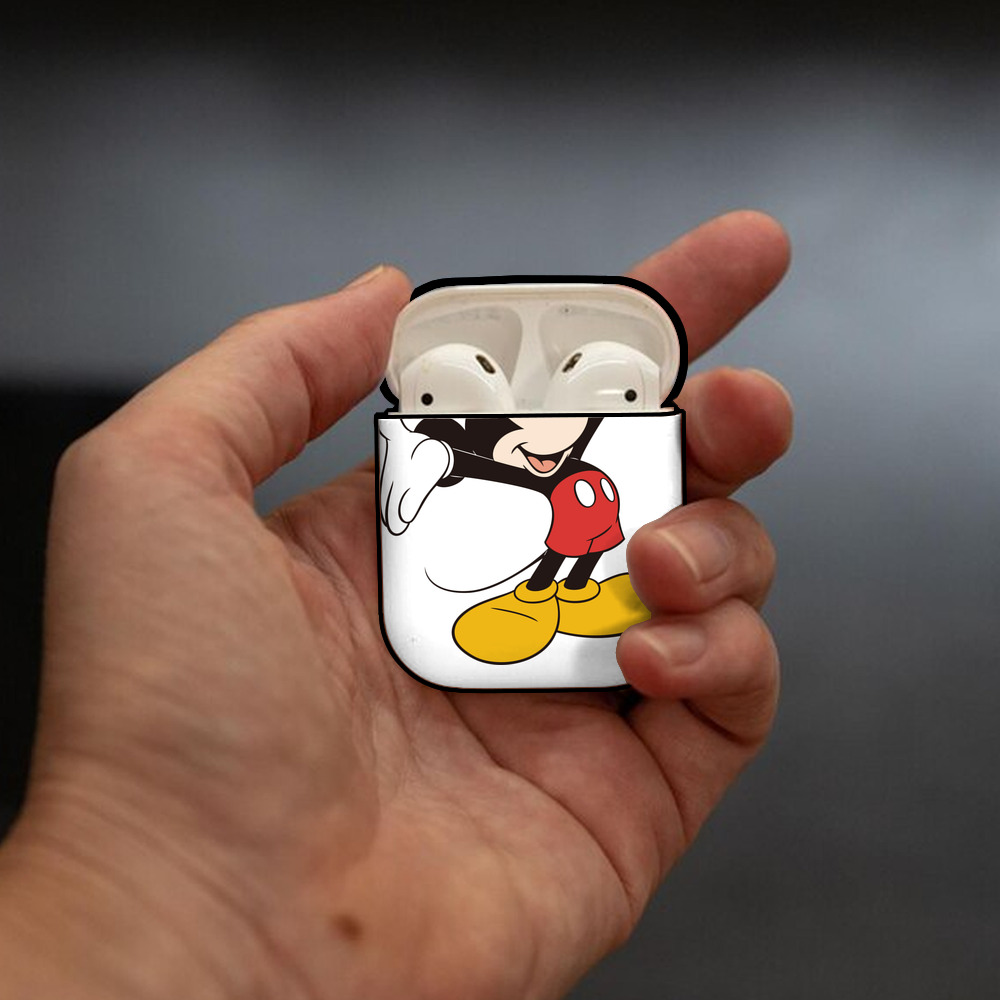 ミッキーマウス Mickey Mouse AirPods 第2世代保護ケース ハードシェル ブラック 耐衝撃・防指紋・カラビナ付き