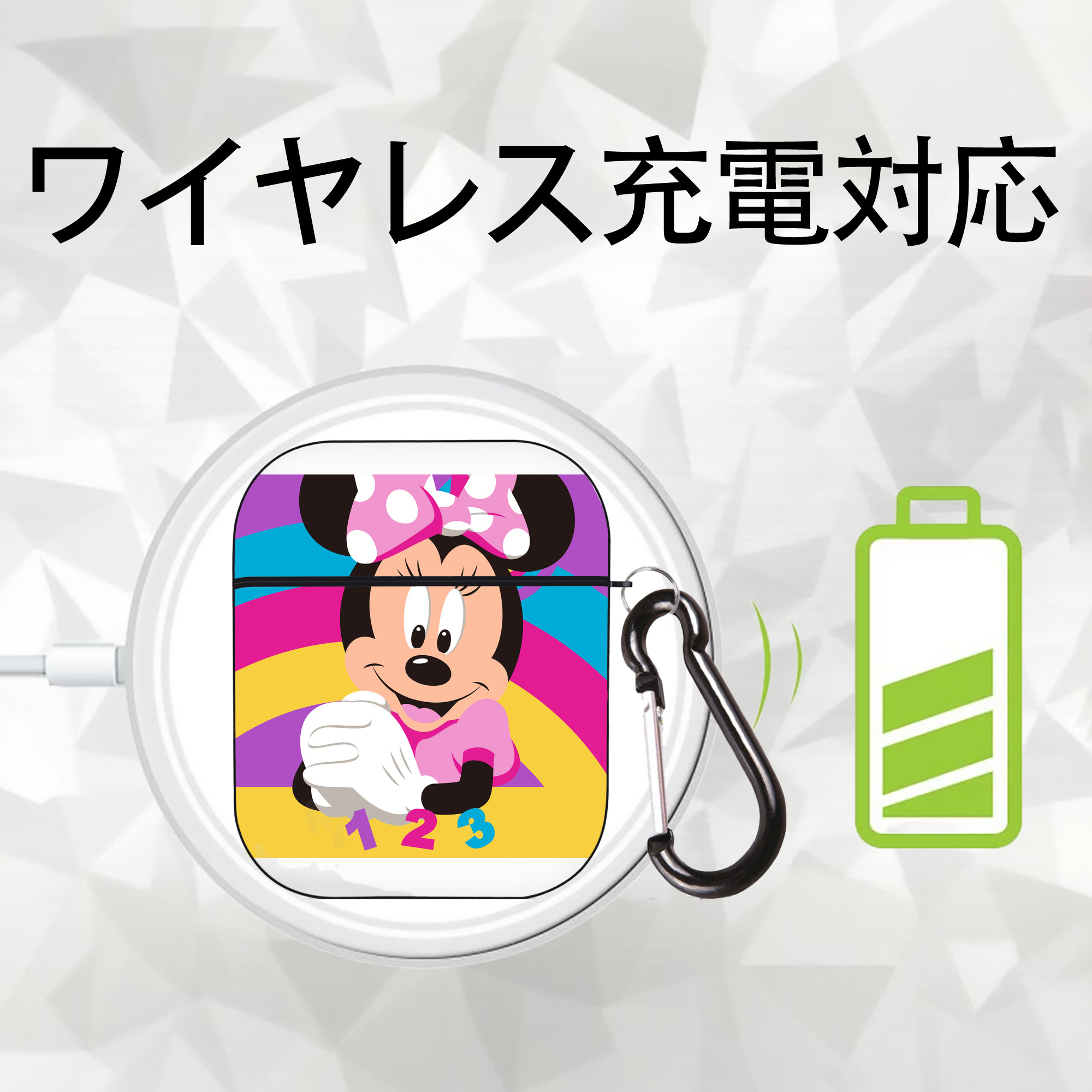 ミッキーマウス Mickey Mouse AirPods 第2世代保護ケース ハードシェル ブラック 耐衝撃・防指紋・カラビナ付き