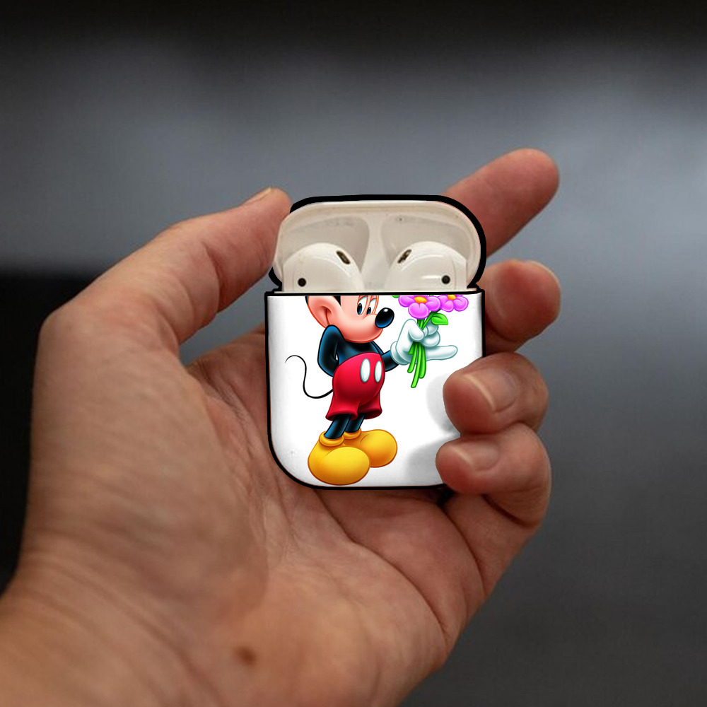 ミッキーマウス Mickey Mouse AirPods 第2世代保護ケース ハードシェル ブラック 耐衝撃・防指紋・カラビナ付き