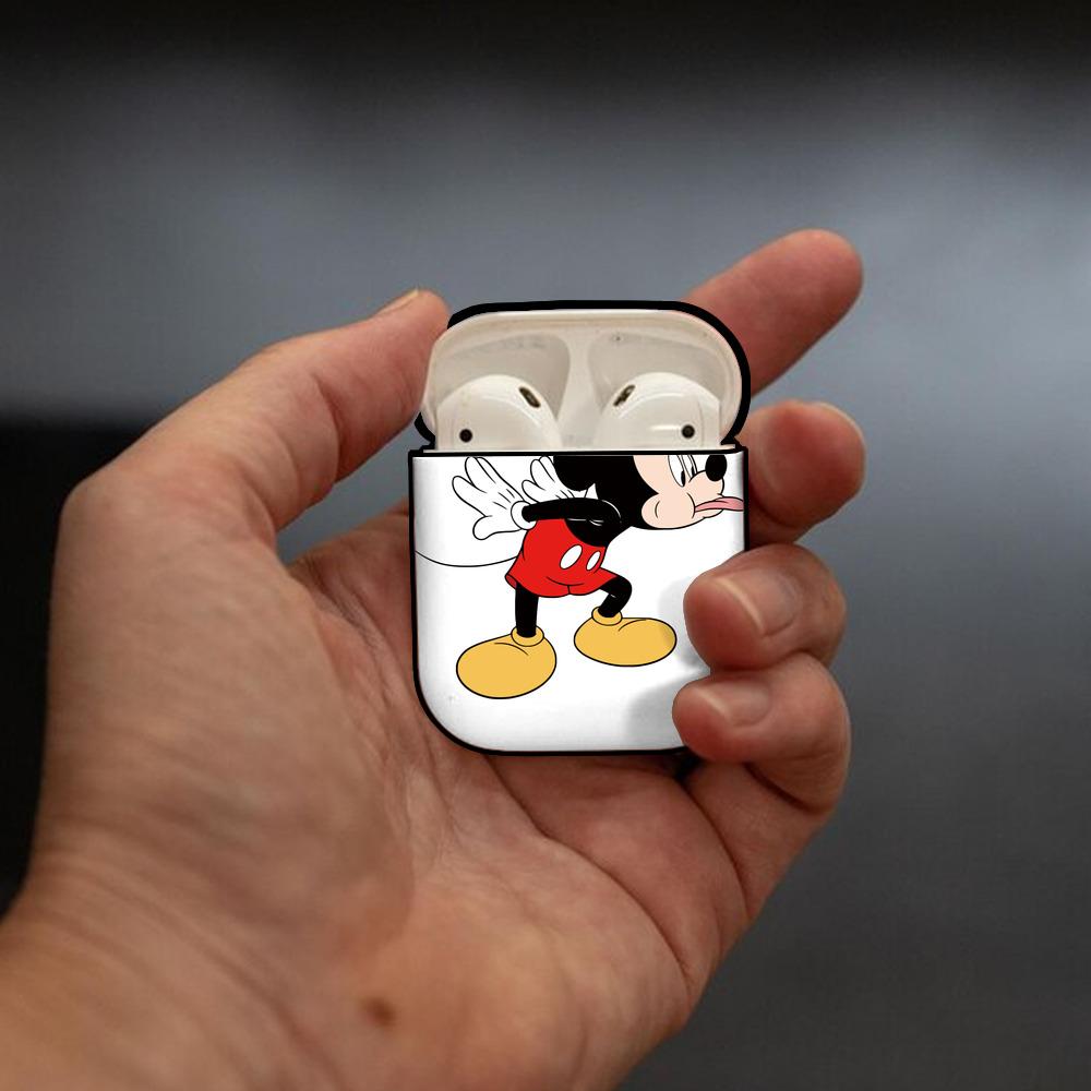 ミッキーマウス Mickey Mouse AirPods 第2世代保護ケース ハードシェル ブラック 耐衝撃・防指紋・カラビナ付き
