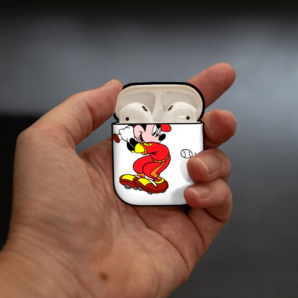 ミッキーマウス Mickey Mouse AirPods 第2世代保護ケース ハードシェル ブラック 耐衝撃・防指紋・カラビナ付き