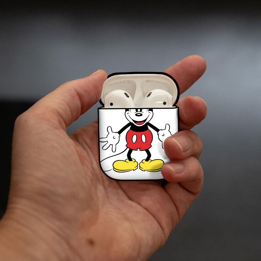 ミッキーマウス Mickey Mouse AirPods 第2世代保護ケース ハードシェル ブラック 耐衝撃・防指紋・カラビナ付き
