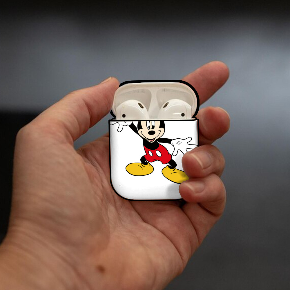 ミッキーマウス Mickey Mouse AirPods 第2世代保護ケース ハードシェル ブラック 耐衝撃・防指紋・カラビナ付き
