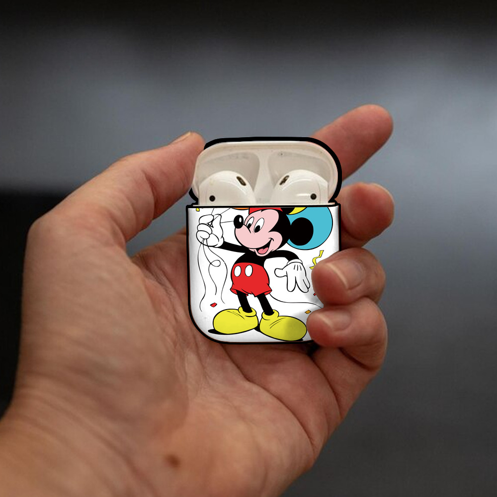 ミッキーマウス Mickey Mouse AirPods 第2世代保護ケース ハードシェル ブラック 耐衝撃・防指紋・カラビナ付き