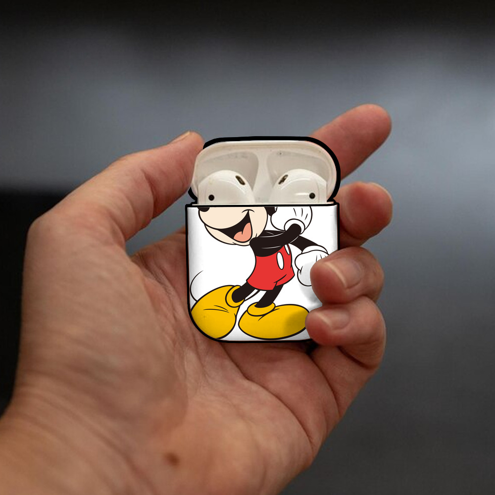 ミッキーマウス Mickey Mouse AirPods 第2世代保護ケース ハードシェル ブラック 耐衝撃・防指紋・カラビナ付き