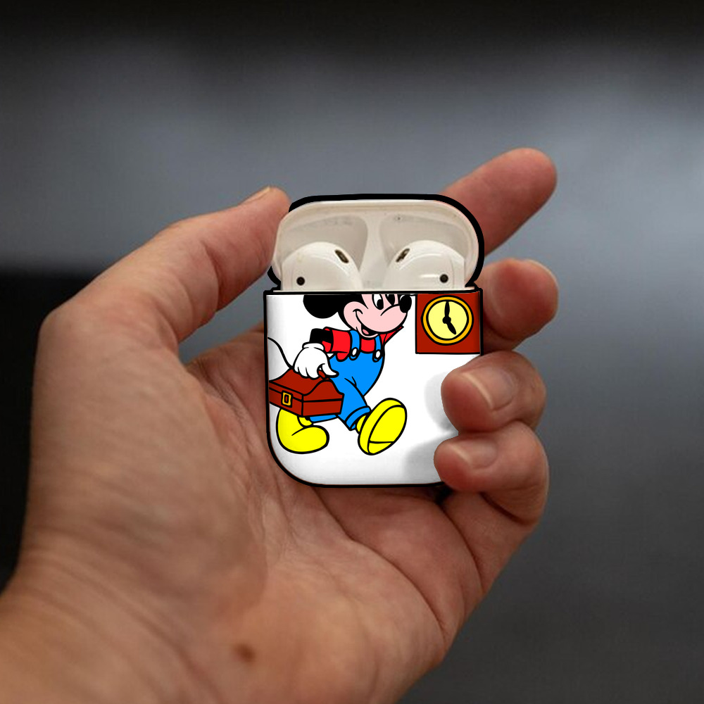 ミッキーマウス Mickey Mouse AirPods 第2世代保護ケース ハードシェル ブラック 耐衝撃・防指紋・カラビナ付き