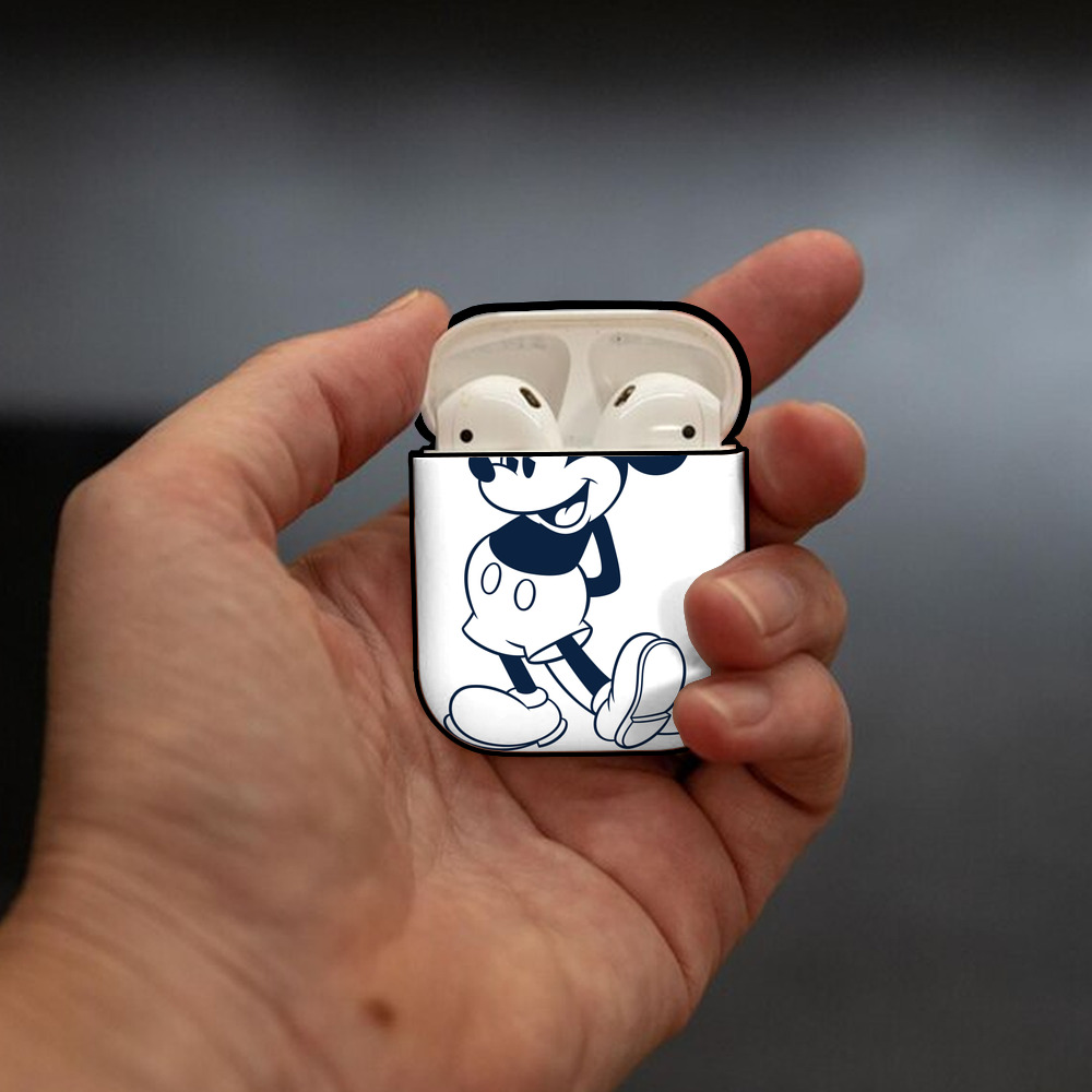 ミッキーマウス Mickey Mouse AirPods 第2世代保護ケース ハードシェル ブラック 耐衝撃・防指紋・カラビナ付き